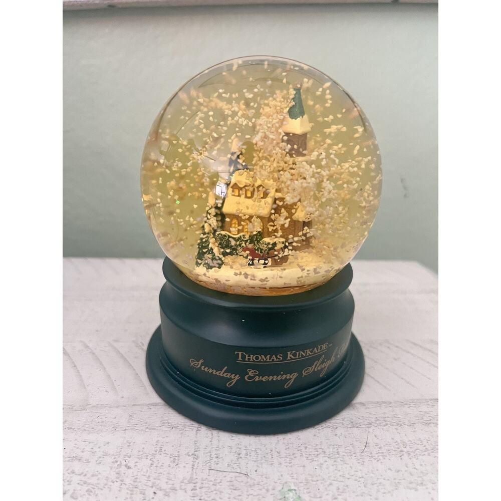Thomas Kinkade Sunday Evening Sleigh Ride Snow Globe 1996 - Picture 6 of 9